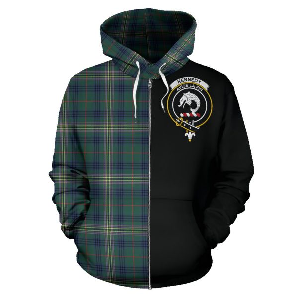 Kennedy Modern Tartan Crest Zipper Hoodie - Half Of Me Style Online Sale - Image 2
