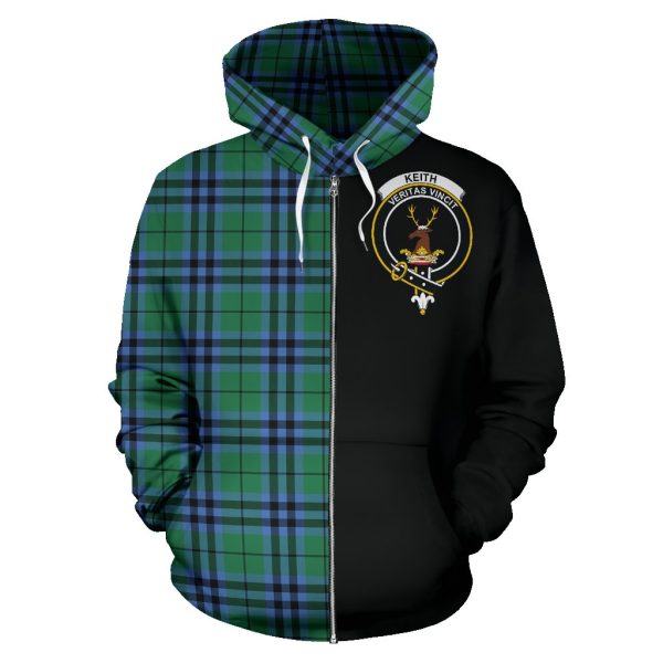 Keith Ancient Tartan Crest Zipper Hoodie - Half Of Me Style Hot on Sale - Image 2