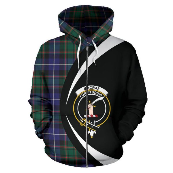 MacRae Hunting Modern Tartan Crest Zipper Hoodie - Circle Style For Cheap - Image 2
