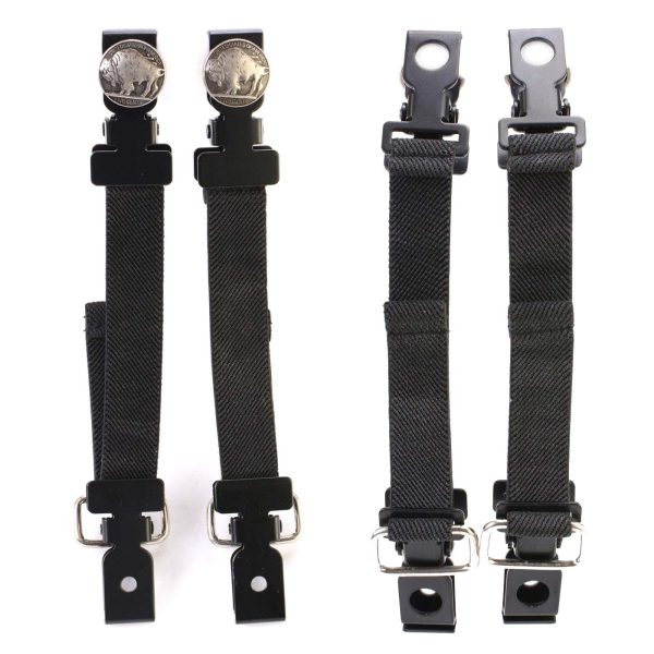 Milwaukee Leather MLA4008 Motorcycle Biker Buffalo Nickel Emblem Elastic Bungee Clips for Chaps or Pants (Set of 2) Cheap