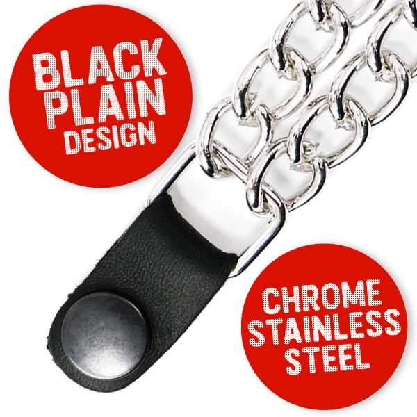 Milwaukee Leather Black Medallion Vest Extender - Double Chrome Chains Genuine Leather 6.5  Extension 4-PCS MLA6016SET on Sale - Image 4